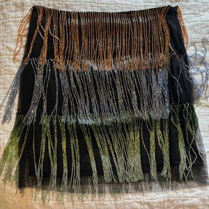 Nasty Gal Size 4 Beaded Fringe Mini Skirt